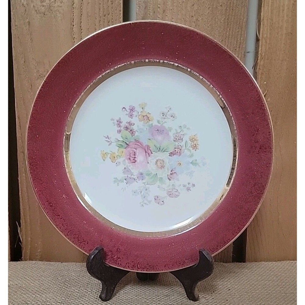 Vintage Century by Salem Dinner Plate; Floral Pattern with 23 Karat Encrusted